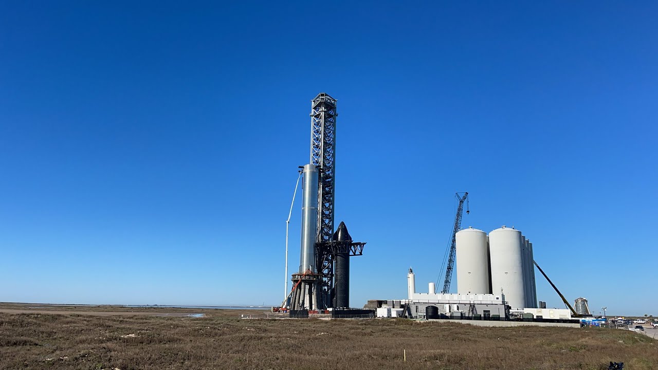 Prep for starship lift, SpaceX Starbase Launch Site Starship Lift, Boca Chica, TX. February 9, 2022