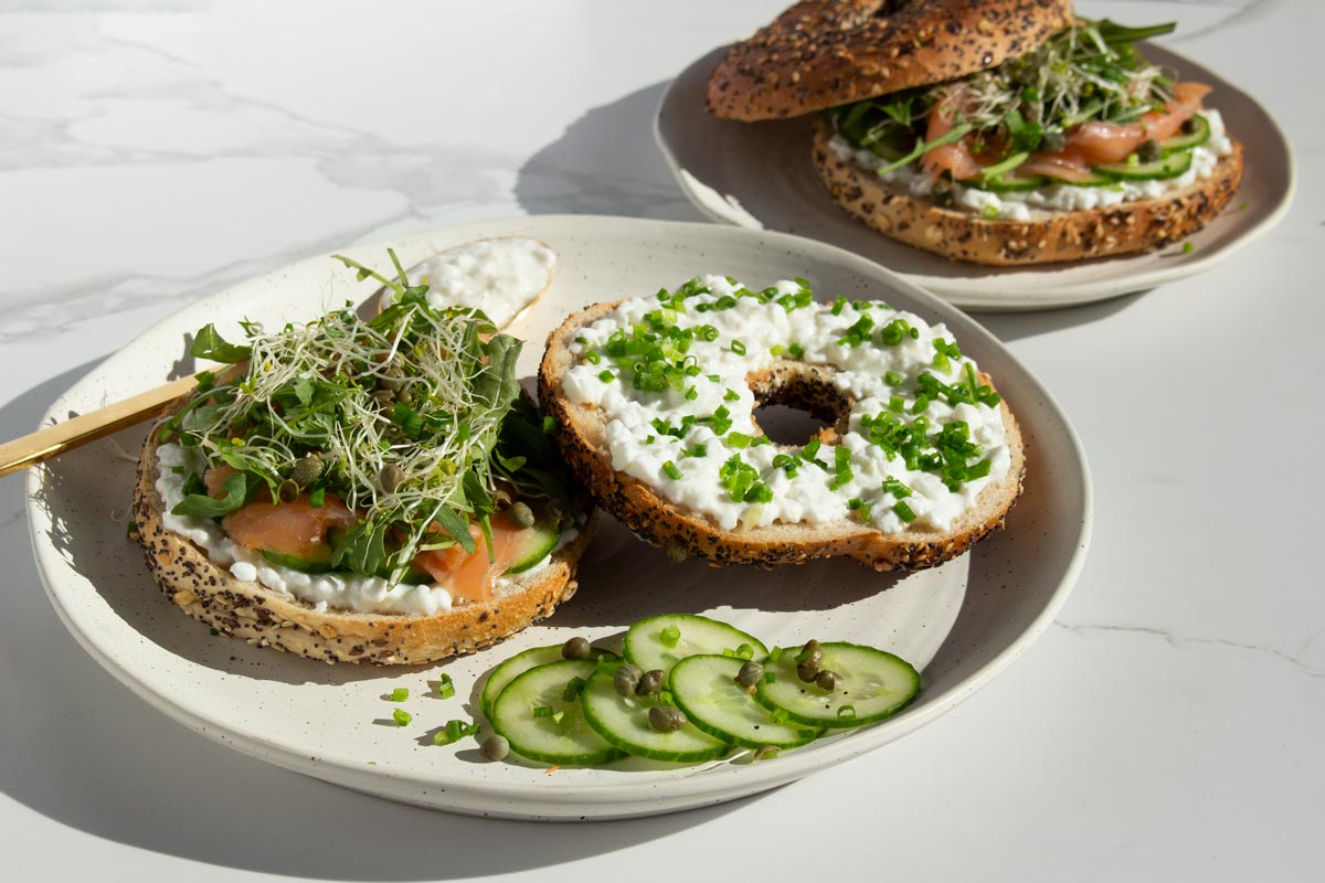 Smoked Salmon & Cottage Cheese Bagel