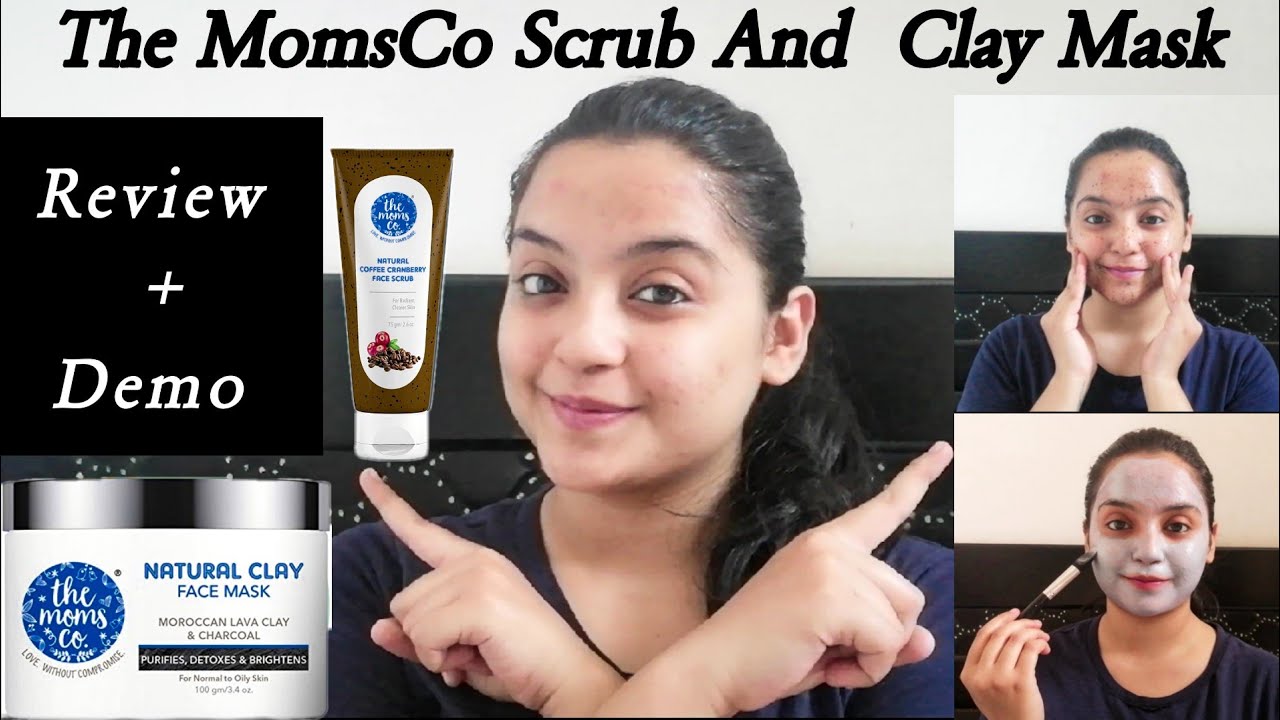 The moms co clay Mask and coffee scrub Demo and honest review / #themomsco #khushbooparyani #review