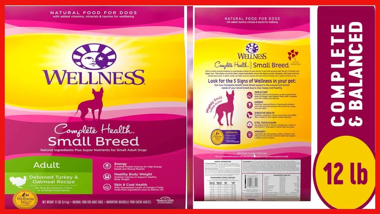 Wellness Complete Health Small Breed Dry Dog Food with Grains, Turkey & Oatmeal, 12-Pound Bag