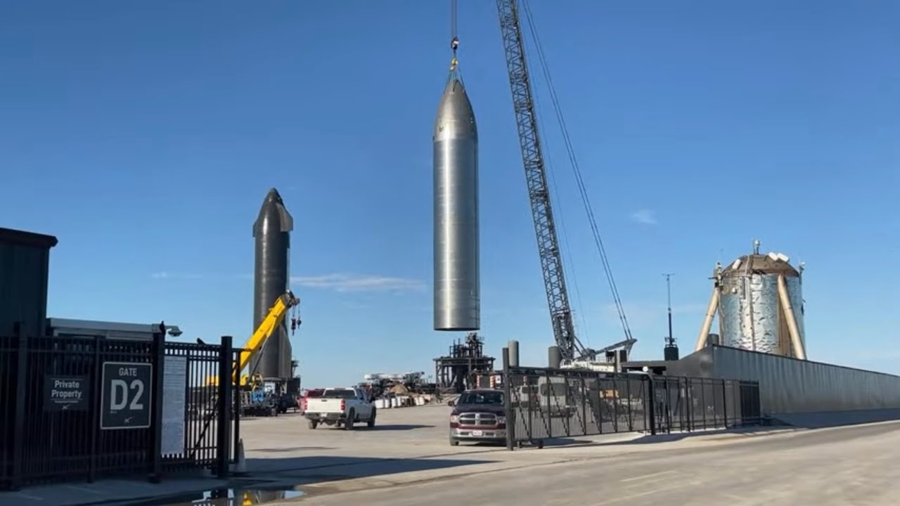 Starship 26 Lifted Onto Pad A, SpaceX Starbase, Boca Chica, TX. Sunday February 12, 2023.