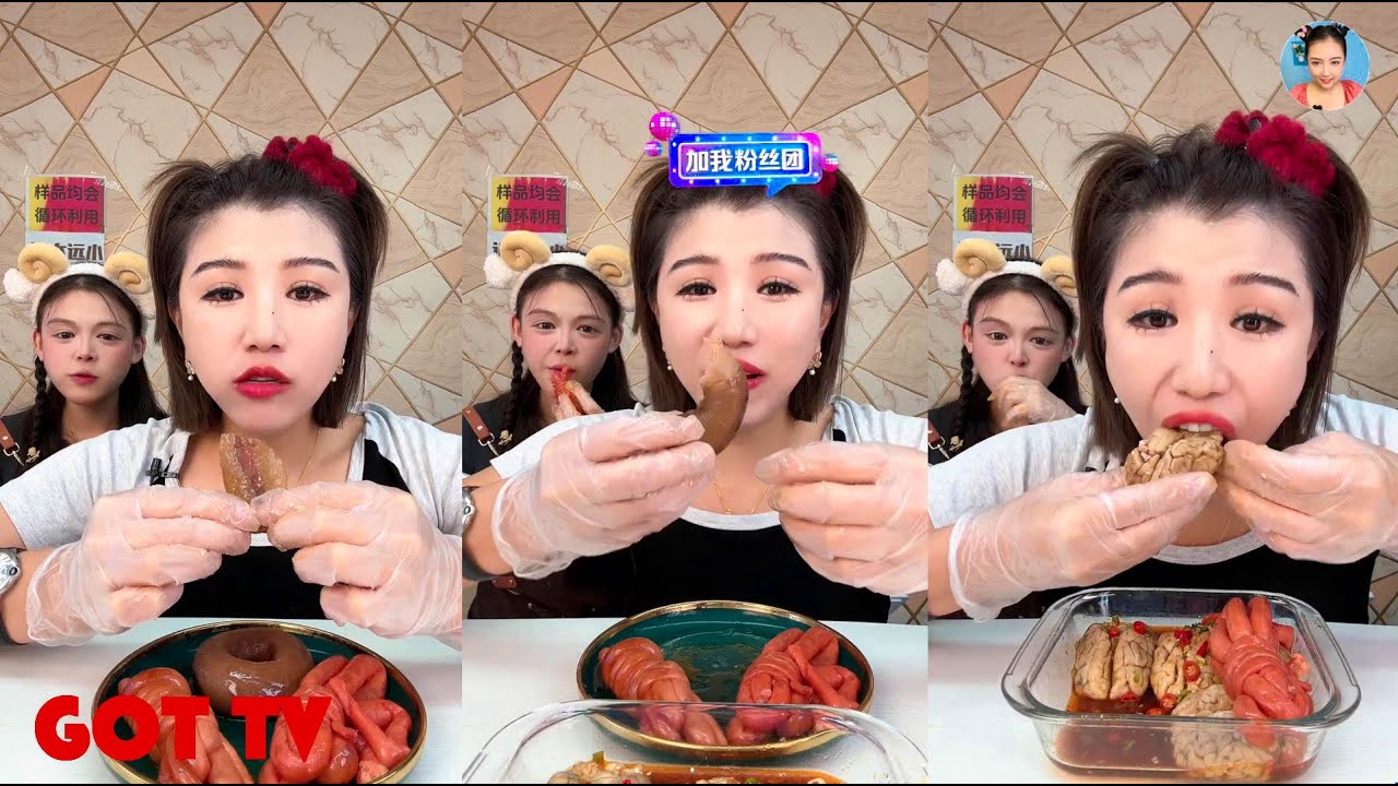 【XiaoYu ASMR】대창 동파육 새우 족발 중국 먹방 샤오위 실시간라이브편집。CHINESE FOOD。081024。10