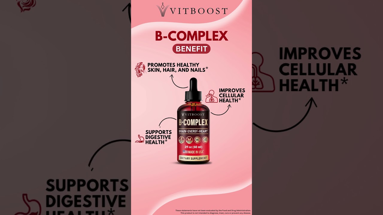 Boost energy | Enhance mood | And support overall wellness | B-Complex liquid drops for daily health