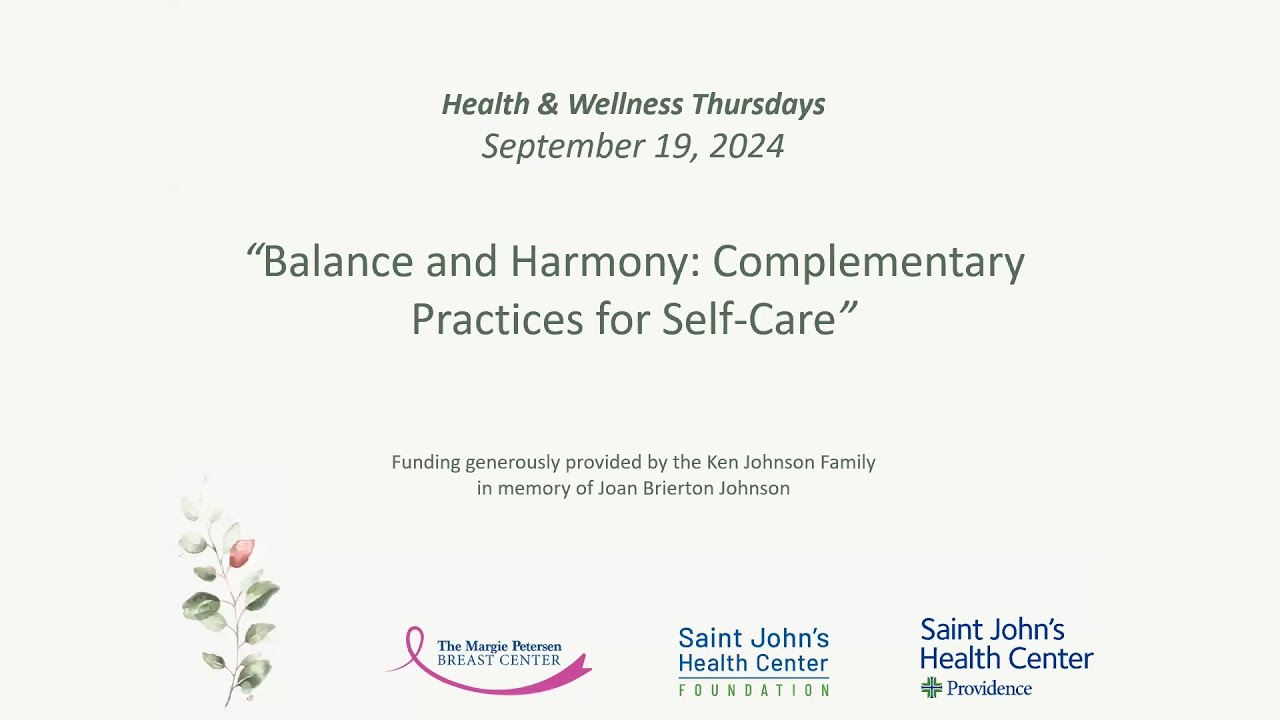 Health and Wellness Thursdays: Exercise Guidelines: Balance and Harmony – Saint John's Health Center