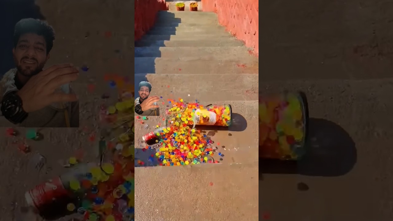 🎈Rolling Colourful Glass Bottles 🔥😱⚠️ #shorts #asmrsounds #tiktok